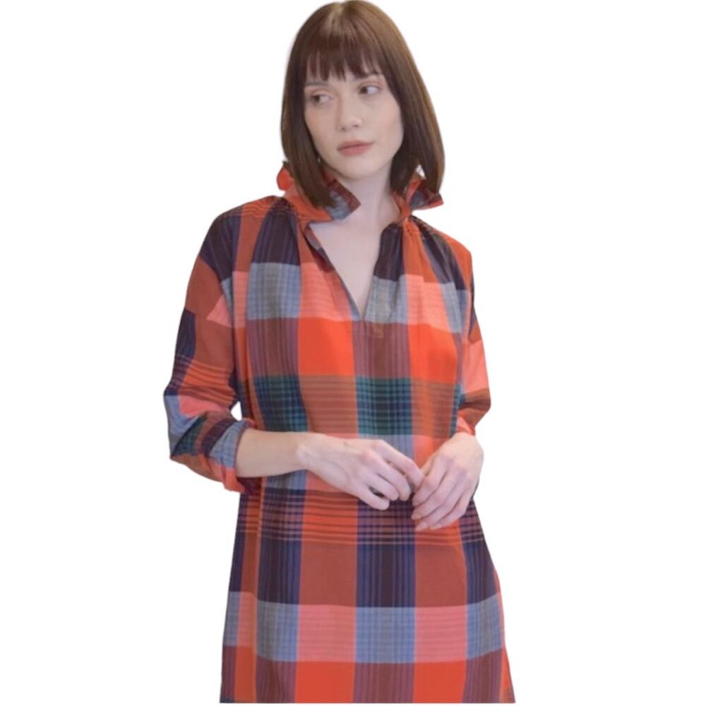 Never A Wallflower Red and Blue Plaid Vicki Long Sleeve Dress size XS NWT